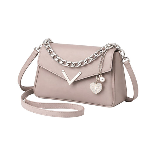 Elegant Beige Chain Strap Shoulder bag for Women (M)