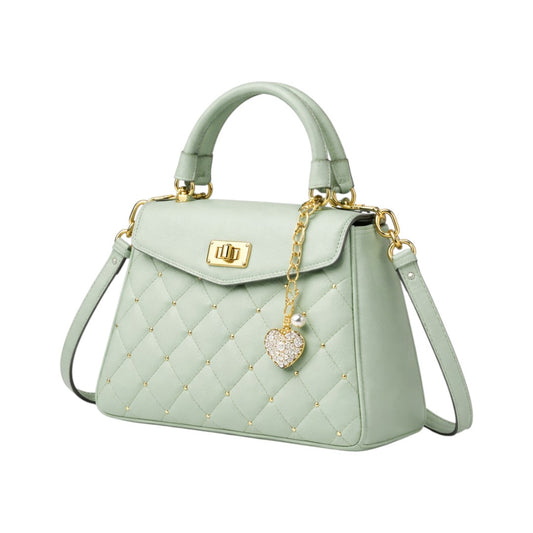 Elegant Mint Green Top Handle Handbag with Gold Lock for Women(M)