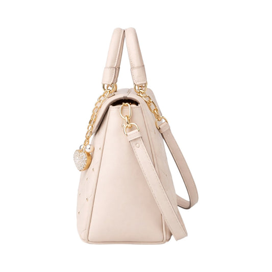 Elegant Quilted Beige Handbag with Chain Strap for Women