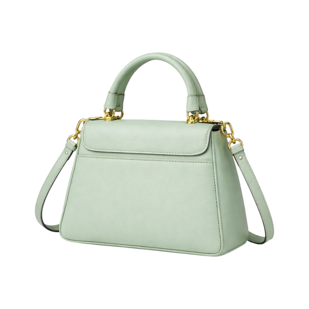 Elegant Mint Green Top Handle Handbag with Gold Lock for Women(M)