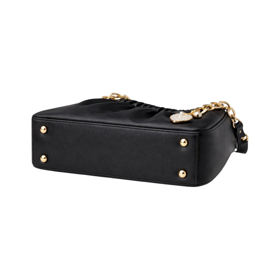 Elegant black Quilted Crossbody Bag with Chain Strap for Women