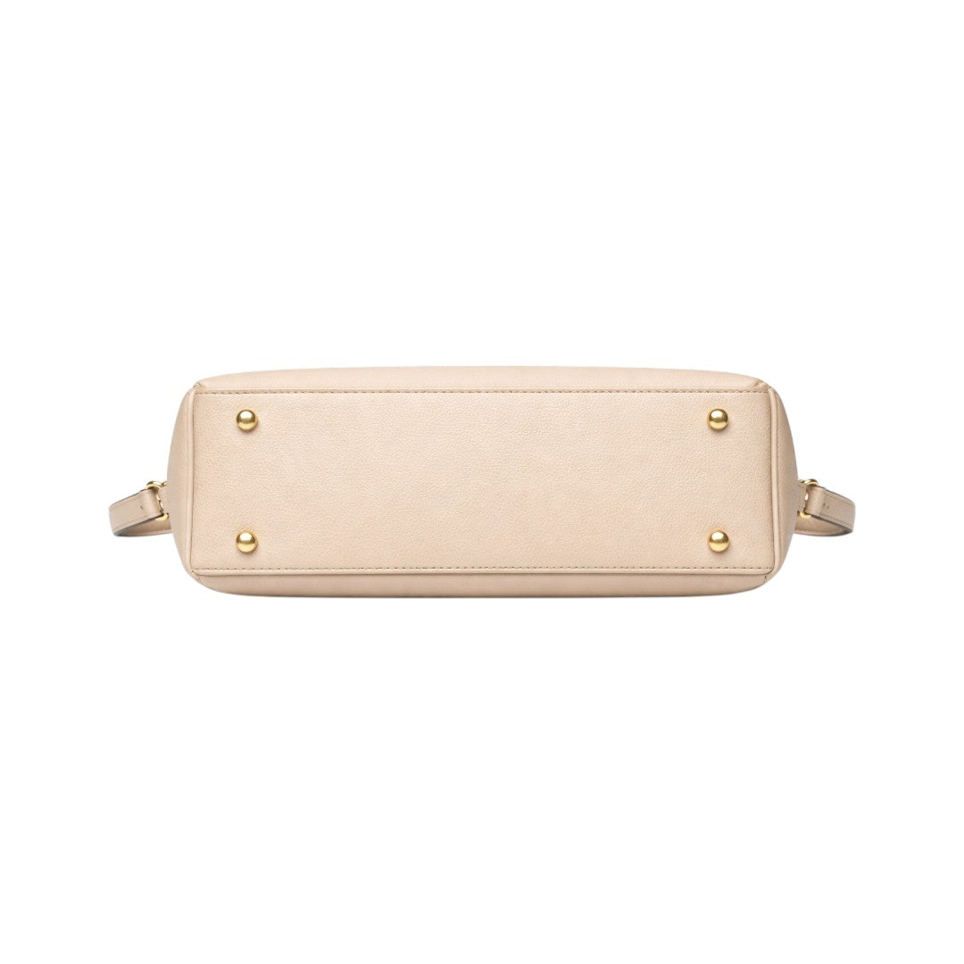Stylish Mint (Beige)Leather Handbag with Gold Lock for Women